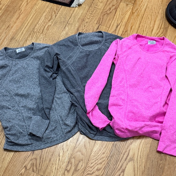 3 Athleta Long Sleeve Tees - Gray and Pink - Picture 1 of 1